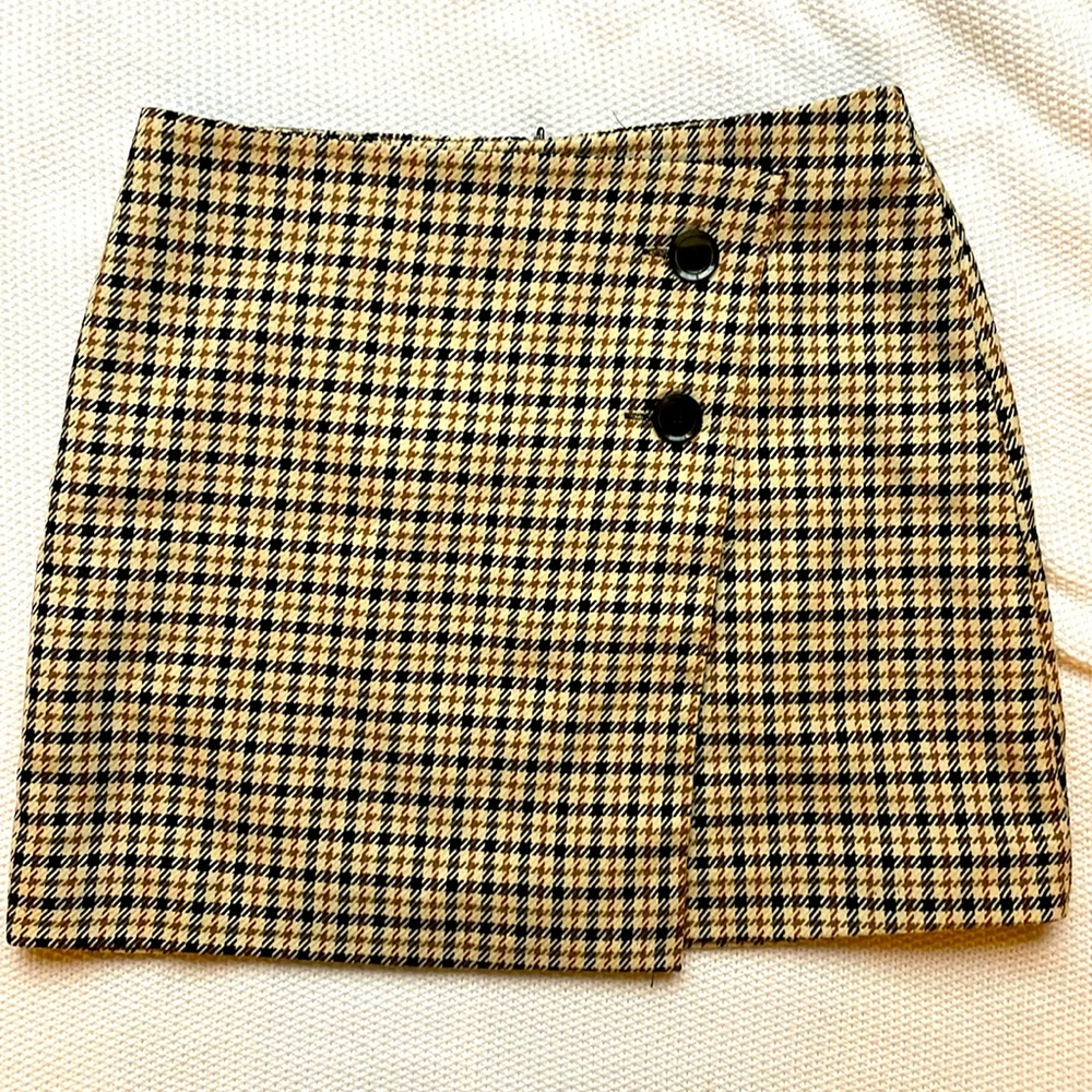H&M Plaid Button A-Line Mini Skirt